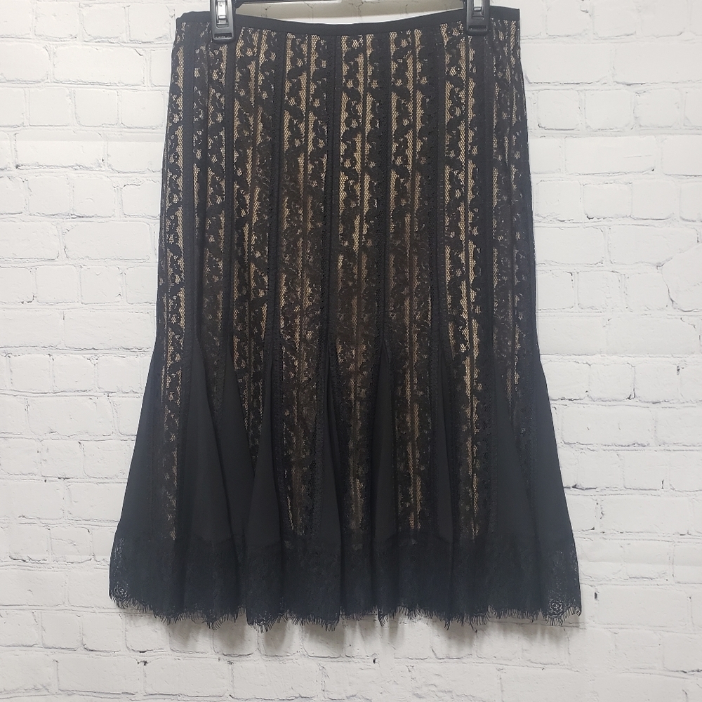 Ann Taylor Loft NWT Sz 6 Black Lace Flare Skirt - Picture 9 of 9
